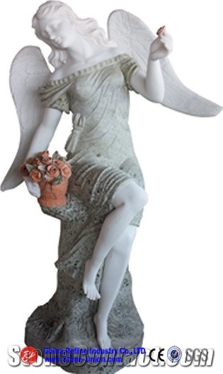 Handsome Girl and Beauty Statue , White Marble Handcraft & Sculpture,Human Sculptures,Garden Sculptures, Western Statues