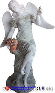 Handsome Girl and Beauty Statue , White Marble Handcraft & Sculpture,Human Sculptures,Garden Sculptures, Western Statues