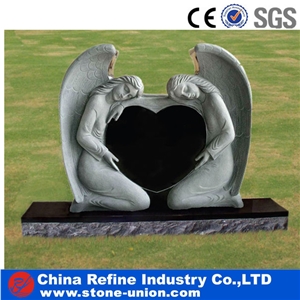 High Quality Double Dolphins Black Granite Headstone& Animal Carving Headstone&Tombstone& Engraved Gravestone&India Black Granite Carved