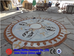 Irregular Red Marble Waterjet Pattern for Hotel Floor,China Multicolor Marble Water Jet Medallion,Square Medallions Bulding Decration