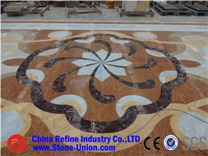 Irregular Red Marble Waterjet Pattern for Hotel Floor,China Multicolor Marble Water Jet Medallion,Square Medallions Bulding Decration