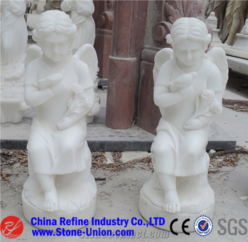 Marble Angel Garden Sculpture,Human Garden Statue, Western Statues,Red Marble Carving,Western Human Sculpture