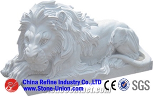 Marble Animal Sculpture Of Lion,Animal Sculptures,Garden Sculptures,Statues,Handcarved Sculptures