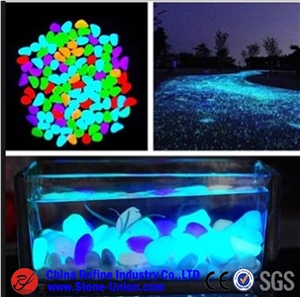 Mixed Color Glowing Pebble Wholesale,Use for Paving / Decoration / Landscape Glowing Stone Pebble