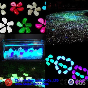 Mixed Color Glowing Pebble Wholesale,Use for Paving / Decoration / Landscape Glowing Stone Pebble