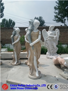 Natural Stone Carving Religion Garden Statue Sculpture, Angel Sculptures, Angela Statue