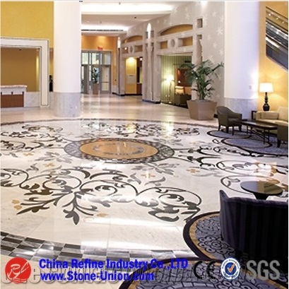 Projects Flooring Material Mixed Color Polished Marble Inlays Medallion,Waterjet Medallionsround Medallions,Floor Medallions,Carpet Medallions
