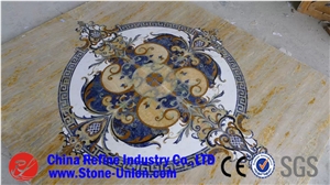 Round Flooring Pattern, Round Waterjet Medallion, Waterjet Medallions, Marble Medallion, Indoor Decoration