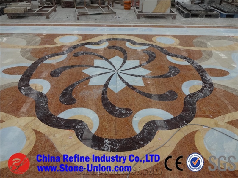 Round Marble Inlay Pattern,Interior Stone Waterjet Floor Medallion,Flooring Medallions Bulding Decration