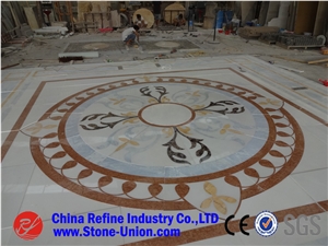 Round Marble Inlay Pattern,Interior Stone Waterjet Floor Medallion,Flooring Medallions Bulding Decration