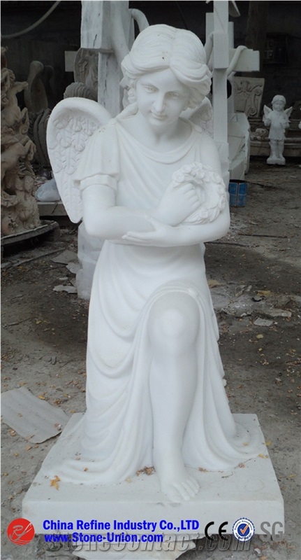 Sculpture Marble Stone Carving,Handcarved Marble Children Playing Statues,White Marble Sculpture/Carving, Statue, Figure