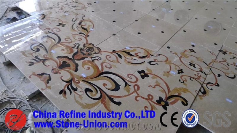 Square Mosaic Marble Waterjet Floor Pattern Medallion for Decoration,Interior Stone Waterjet Floor Medallion