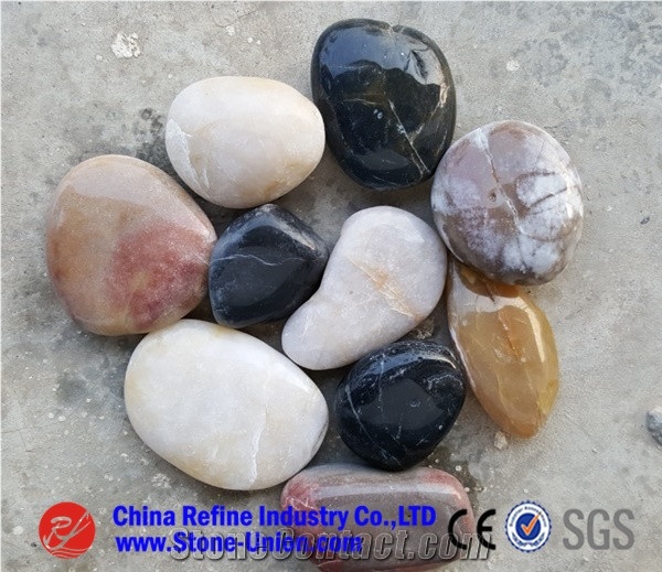 Top Quality Wooden Grain Pebbles for Driveway Decoration, Polished No Waxing New Pebble Pattern, River Cobbles