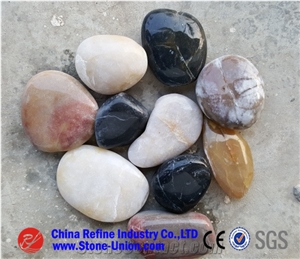 Top Quality Wooden Grain Pebbles for Driveway Decoration, Polished No Waxing New Pebble Pattern, River Cobbles