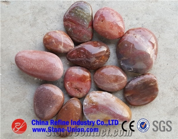 Top Quality Wooden Grain Pebbles for Driveway Decoration, Polished No Waxing New Pebble Pattern, River Cobbles