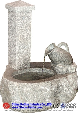 White Granite Sculptured Handcarved Exterior Fountains for Garden Decoration