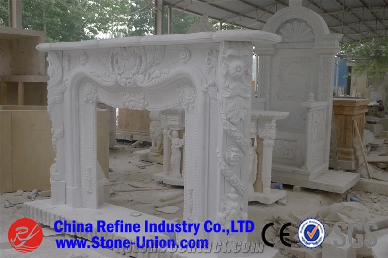 White Marble Fireplace/Marble Fireplace Surround/Fireplace Hearth,White Marble Fireplace Mantel
