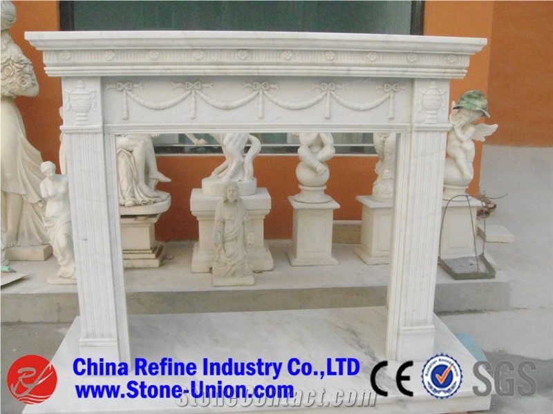 White Marble Fireplace/Marble Fireplace Surround/Fireplace Hearth,White Marble Fireplace Mantel