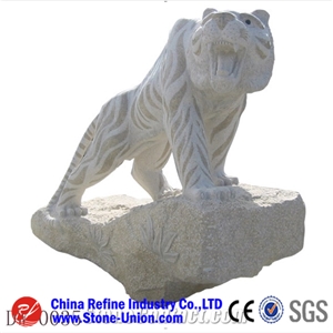 White Marble Tiger Animal Sculpture , White Statue , Marble Stone Carving & Handcraft