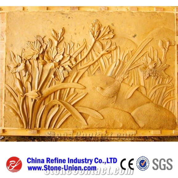 Yellow Carving Flower Marble Relief,Engravings, Relieve,Wall Reliefs,Relievos,Relief Design,Relief Carving,Engraving Ideas