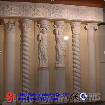 Yellow Limestone Roman Pillars,Column,Sculptured Columns,Roman Columns,Column Tops,Column Bases