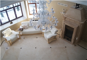 Crema Marfil Classico and Emperador Dark Gold Pattern Flooring