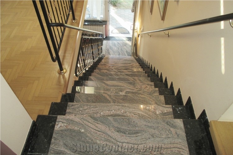 Emerald Pearl- Juparana Grey Granite Stair