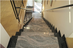 Emerald Pearl- Juparana Grey Granite Stair