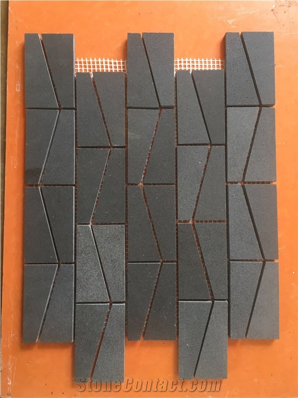 Black Basalt Polished,Honed Mosaic Tiles