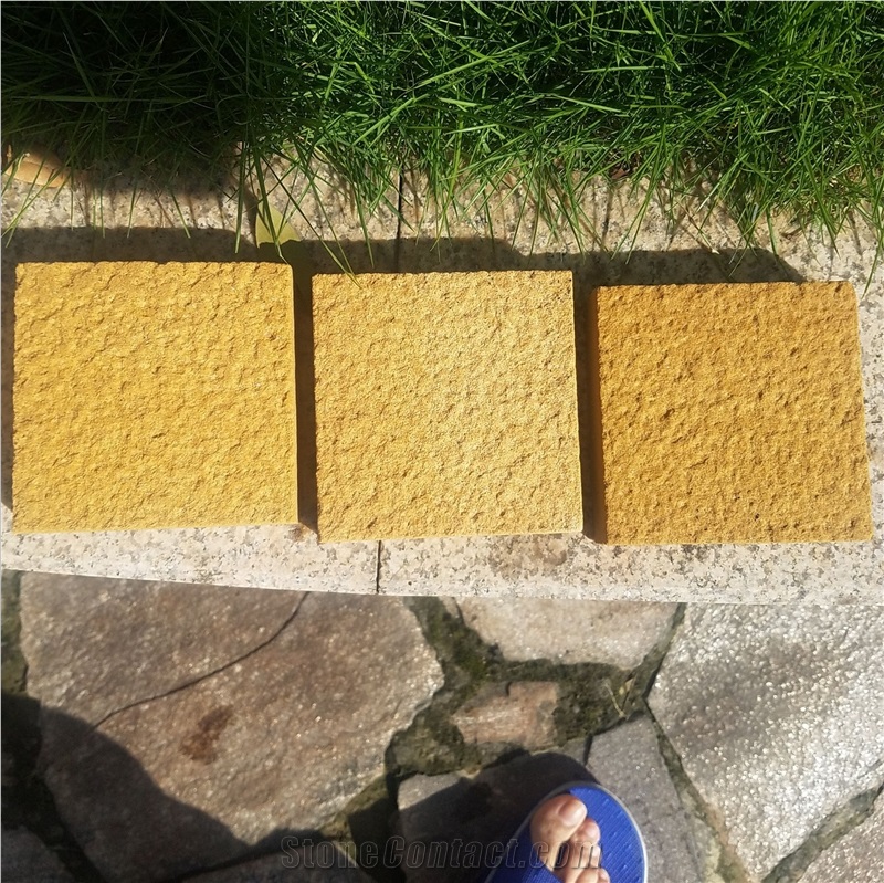 Yellow Sandstone Bushhammer Flooring Tiles