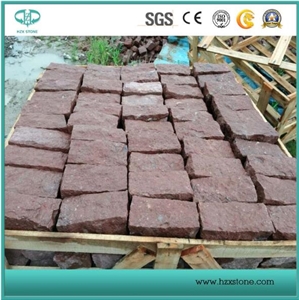 Hzx Red Porphyry/Pineapple for Flooring/Paving Stone/Cobble Stone/Landscaping Cubes Paver/Cobble/ Floor Covering