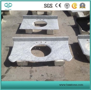 White Carrara Marble Polished Vanity Top/Marble Tops/Bathroom Top/Counter Top for Bathroom