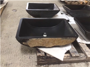 Black Basalt Stone Vessel Sink for Bathroom Sink