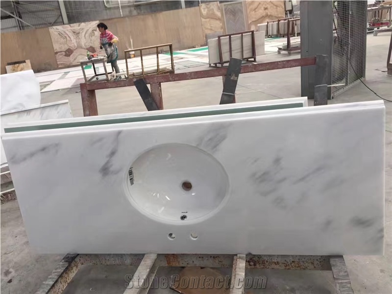 Customize Design White Marble Countertop for Bathroom Oriental White Marble Vanity Top