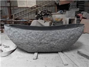 Granite Stone Bath Tubs Dark Grey G654 Oval Bathtub for Hotel