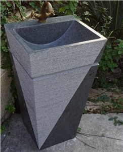 Grey Granite Square Basin/ Pedestal Sink