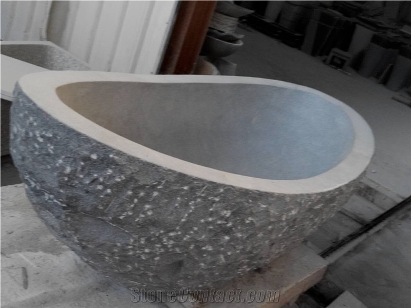Natural Stone Bath Tub Nero Impala, How To Rough In Bathtub