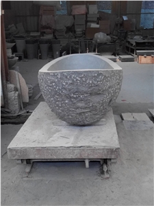 Rough Finish Stone Bathtub Granite Stone Oval Bathtub for Villa