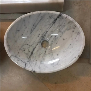Round Marble Stone Sink Carrara Cd Oval Sink for Bathroom