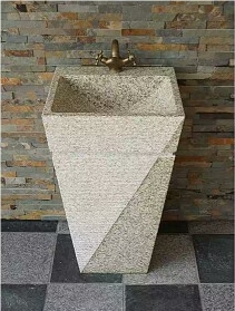 Square Pedestal Basin, Beige Granite Sinks & Basins