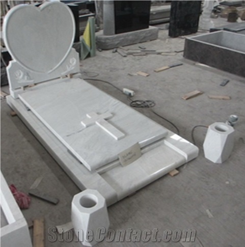 White Jade Marble Tombstone / Western Style Monument
