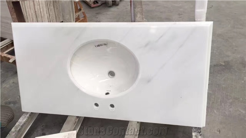 White Marble Vanity Top Calacatta Carrara Countertop for Bathroom