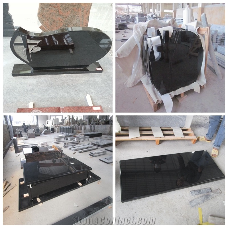 China Absolute Black Granite Tombstone,Shanxi Black Granite Monument, Western Style High Polished Tombstone Design ,Headstone with Carving