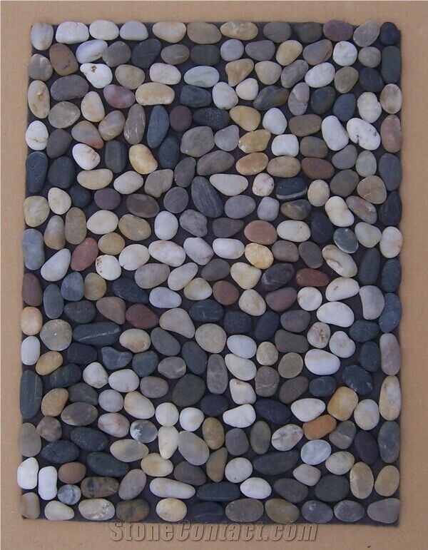 Mixed Multicolor Tumbled Pebble Mosaic Tile/Natural River Stone Mosaic Wall Covering&Flooring/Cobble Mosaic in Mesh/Bathroom&Kitchen Natural Decorate