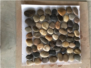 Mixed Multicolor Tumbled Pebble Mosaic Tile/Natural River Stone Mosaic Wall Covering&Flooring/Cobble Mosaic in Mesh/Bathroom&Kitchen Natural Decorate