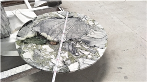 Natural Stone Green Jade Granite Round Table Work Tops for Outdoor, Furniture Reception Desk Luxury Design Special Pattern, Factory Good Edge Finish