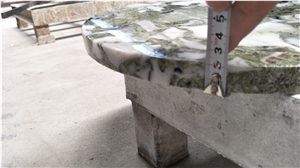 Natural Stone Green Jade Granite Round Table Work Tops for Outdoor, Furniture Reception Desk Luxury Design Special Pattern, Factory Good Edge Finish