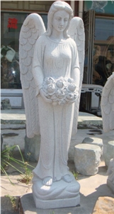 China Manufacturer Oriental Pure White Marble Angel with Wings Statues, Handcarved Religious Maria Sculptures for Cemeteries