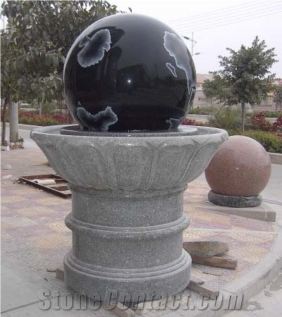 Chinese Absolute Shanxi Black Granite Rolling Sphere Fountains, Floating Ball Water Fountains Garden Decoration Factory Direct