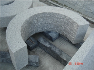 Chinese Grey G603, Cheap Granite Bushhammed, Fine Picked Curve Kerbstone, Flamed Paving Curbs, Road Stone for Building Projects
